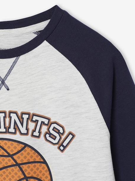 T-shirt met contrasterende lange mouwen voor jongens gemêleerd wit - vertbaudet enfant 