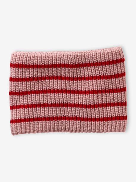 Gestreept set voor meisjes muts + snood + wanten/handschoenen rouge - vertbaudet enfant 