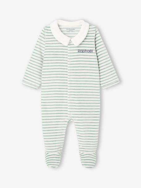 Personaliseerbaar babyslaappakje voor pasgeborenen in fluweel / velours ecru - vertbaudet enfant 