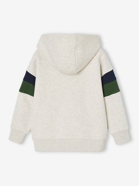 Sweater met capuchon met geplaatste print gemêleerd wit+marineblauw+pecannoot+saliegroen+wit - vertbaudet enfant 