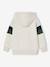 Sweater met capuchon met geplaatste print gemêleerd wit+marineblauw+pecannoot+saliegroen+wit - vertbaudet enfant 
