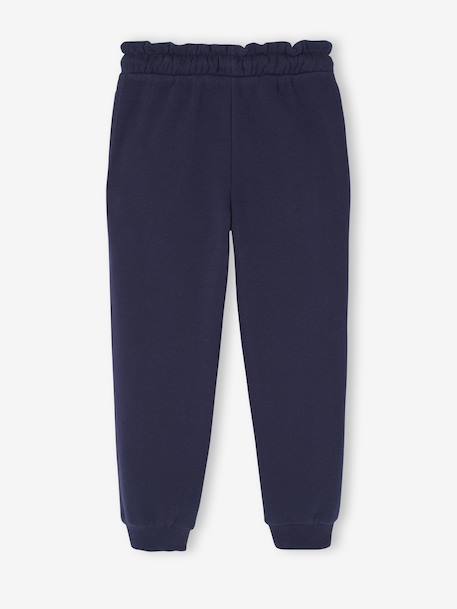Joggingbroek van fleece met motief op de broekspijp voor meisjes marineblauw+rozen+saliegroen - vertbaudet enfant 