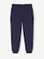 Joggingbroek van fleece met motief op de broekspijp voor meisjes marineblauw+rozen+saliegroen - vertbaudet enfant 