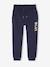 Joggingbroek van fleece met motief op de broekspijp voor meisjes marineblauw+rozen+saliegroen - vertbaudet enfant 