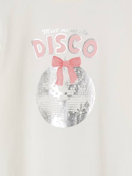 Meisjes-T-shirt met lange mouwen en metallic animatie dennen+wit - vertbaudet enfant 