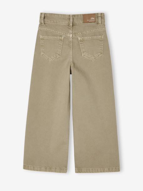 Wijd uitlopende broek voor meisjes medium Morpho groengrijs+kaki+koraal+oudroze - vertbaudet enfant 