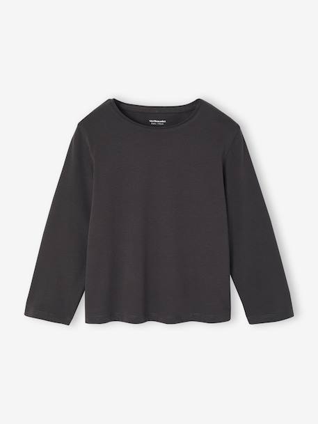 Set van 3 BASICS meisjesshirts met lange mouwen antraciet+ecru+grijsblauw+indigoblauw+koraal+rozen+zachtpaars - vertbaudet enfant 