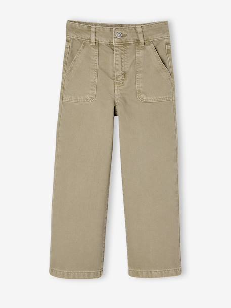 Wijde broek voor meisjes small Morpho groengrijs+kaki+koraal+oudroze - vertbaudet enfant 