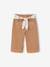 Wijde broek met kleur babymeisje met riem om te strikken beige+donkerpaars+karamel - vertbaudet enfant 