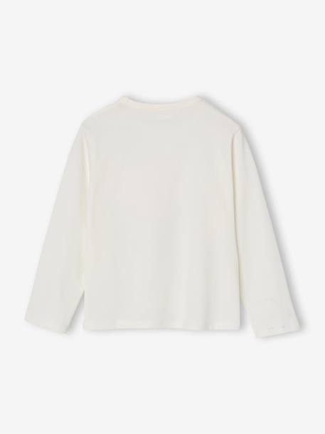 Meisjes-T-shirt met lange mouwen en metallic animatie dennen+wit - vertbaudet enfant 