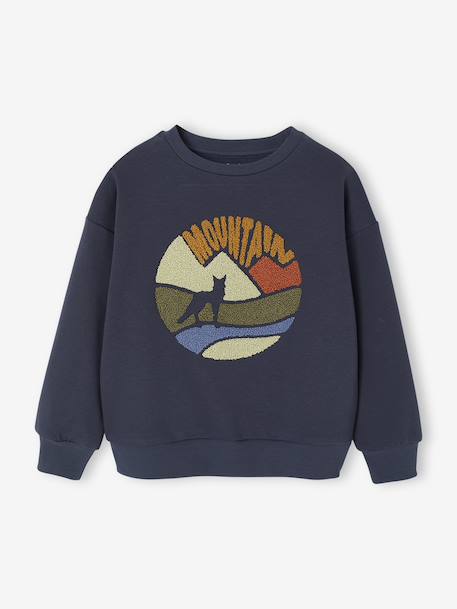 Sweater voor jongens met bouclé-motief marineblauw - vertbaudet enfant 