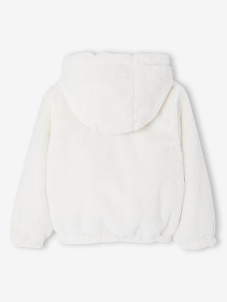 Omkeerbare windjack met capuchon voor meisjes, luipaard/sherpa beige+vanille - vertbaudet enfant 