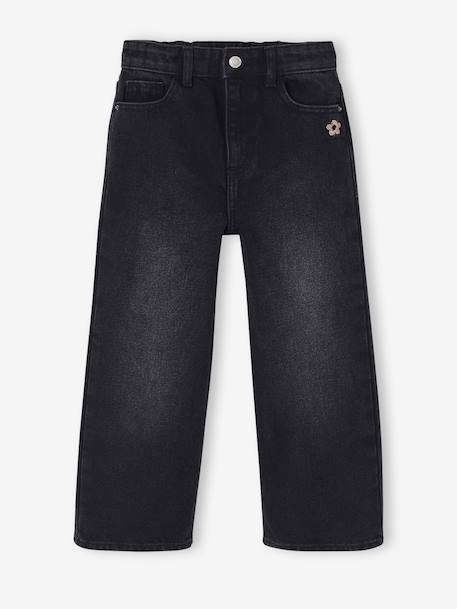 Wijde meisjesjeans blauw+denimgrijs+gebleekt denim+middenblauw+ongewassen denim+stone+zwart denim - vertbaudet enfant 