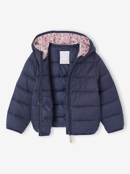 Lichtgewicht donsjas met capuchon voor meisjes groengrijs+lila+marineblauw+pruim+rozen - vertbaudet enfant 
