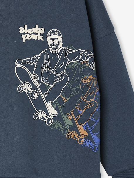 Sweater met capuchon met skateprint antraciet - vertbaudet enfant 