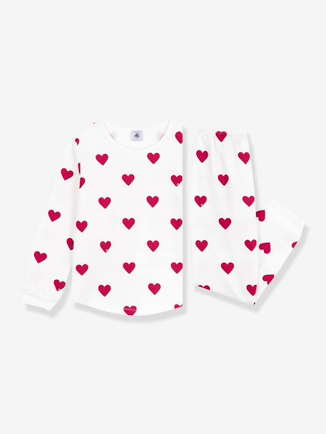 Pyjama voor kinderen met PETIT BATEAU-hartjesprint wit - vertbaudet enfant 