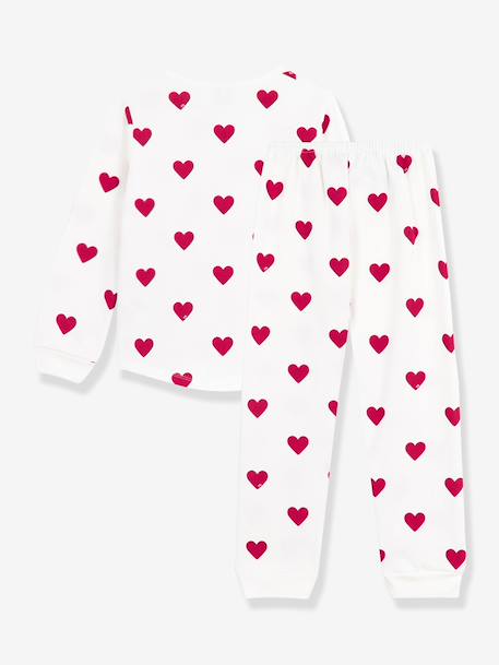 Pyjama voor kinderen met PETIT BATEAU-hartjesprint wit - vertbaudet enfant 