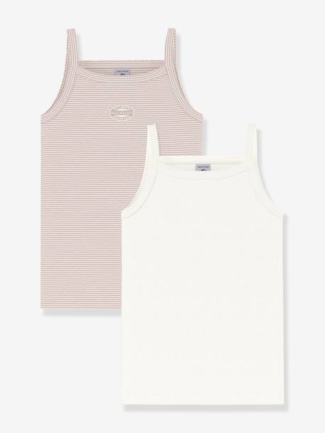 Set van 2 hemdjes met dunne bandjes van katoen PETIT BATEAU lichtroze - vertbaudet enfant 