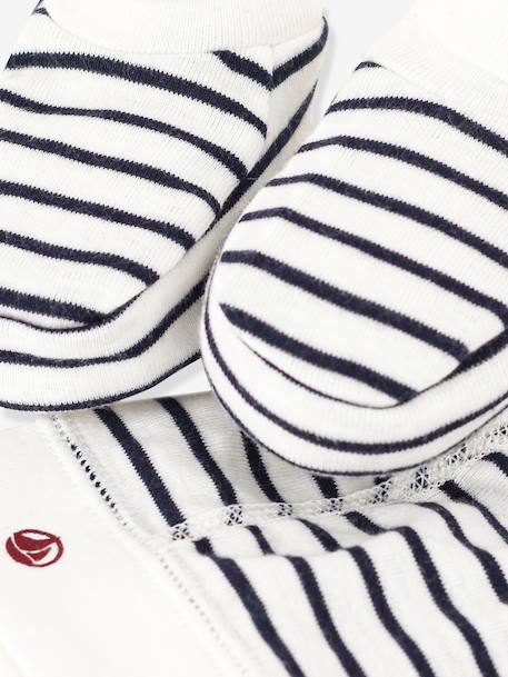 Set muts en sloffen baby gemengd PETIT BATEAU marineblauw+wit - vertbaudet enfant 
