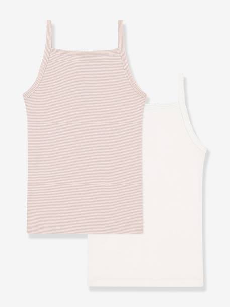 Set van 2 hemdjes met dunne bandjes van katoen PETIT BATEAU lichtroze - vertbaudet enfant 