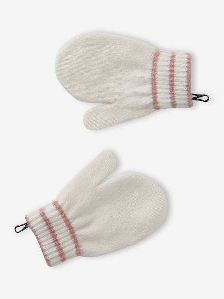Gevlochten set voor meisjes muts + snood + wanten/handschoenen ecru - vertbaudet enfant 