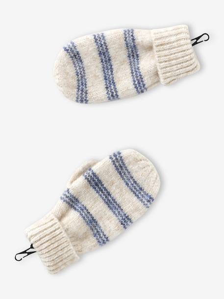 Gestreepte set voor meisjes muts + snood + wanten/handschoenen vanille - vertbaudet enfant 