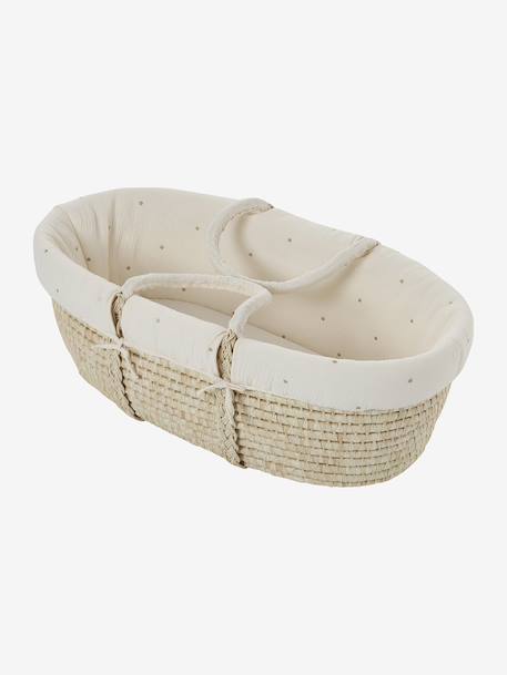 Babywieg van ENVIE DE FRAISE van natuurlijke gevlochten vezels 0016+beige+saliegroen - vertbaudet enfant 