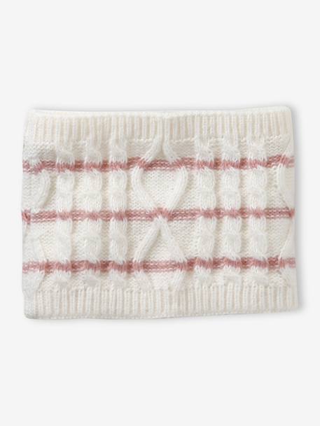 Gevlochten set voor meisjes muts + snood + wanten/handschoenen ecru - vertbaudet enfant 