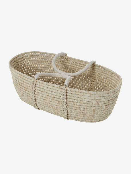 Babywieg van ENVIE DE FRAISE van natuurlijke gevlochten vezels 0016+beige+saliegroen - vertbaudet enfant 