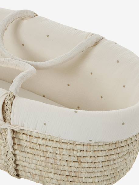 Babywieg van ENVIE DE FRAISE van natuurlijke gevlochten vezels 0016+beige+saliegroen - vertbaudet enfant 