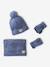 Meisjes set muts « C½ur » + snood + wanten/handschoenen ecru+marineblauw - vertbaudet enfant 