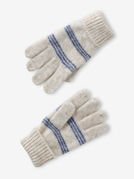 Gestreepte set voor meisjes muts + snood + wanten/handschoenen vanille - vertbaudet enfant 