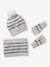 Gestreepte set voor meisjes muts + snood + wanten/handschoenen vanille - vertbaudet enfant 