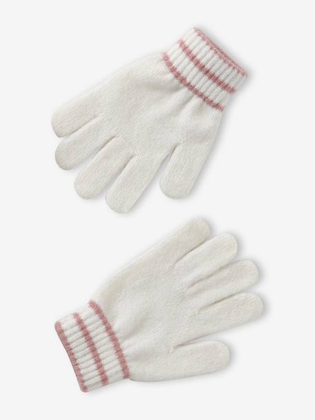 Gevlochten set voor meisjes muts + snood + wanten/handschoenen ecru - vertbaudet enfant 