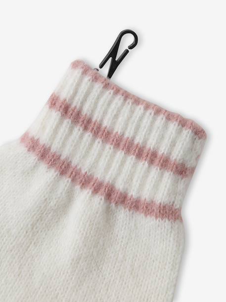 Gevlochten set voor meisjes muts + snood + wanten/handschoenen ecru - vertbaudet enfant 