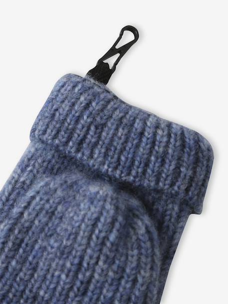Meisjes set muts « C½ur » + snood + wanten/handschoenen ecru+marineblauw - vertbaudet enfant 
