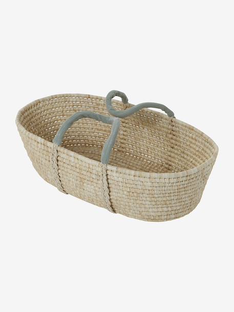 Babywieg van ENVIE DE FRAISE van natuurlijke gevlochten vezels 0016+beige+saliegroen - vertbaudet enfant 