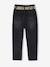 Paperbag jeans met bloemenriem voor meisjes denimgrijs+onbewerkt denim+stone+zwart - vertbaudet enfant 