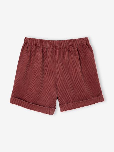 Short van velours met hartvormige zakken voor meisjes, gemakkelijk aan te trekken. kaki+marineblauw+oudroze+rozen - vertbaudet enfant 