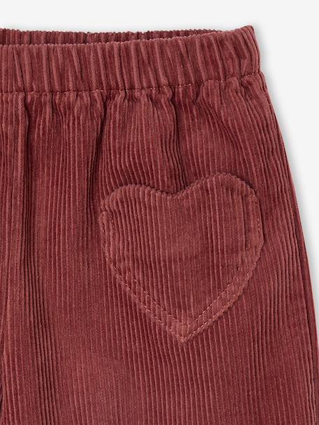 Short van velours met hartvormige zakken voor meisjes, gemakkelijk aan te trekken. kaki+marineblauw+oudroze+rozen - vertbaudet enfant 