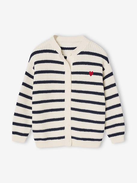 Meisjesvest met versieringen ecru+grijsblauw+olijf+rouge+vanille - vertbaudet enfant 