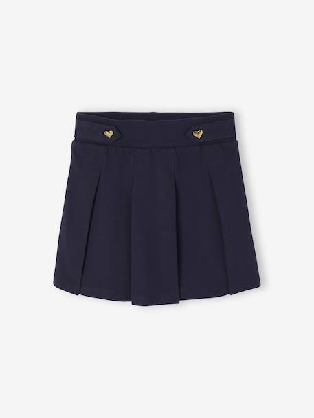 Geplooide rok van piqué breisel voor meisjes gemêleerd grijs+marineblauw - vertbaudet enfant 