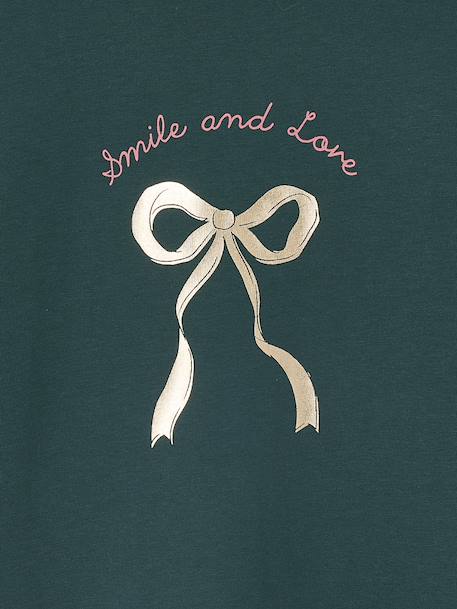 Meisjes-T-shirt met lange mouwen en metallic animatie dennen+wit - vertbaudet enfant 