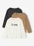 Set van 3 BASICS meisjesshirts met lange mouwen antraciet+ecru+grijsblauw+indigoblauw+koraal+rozen+zachtpaars - vertbaudet enfant 