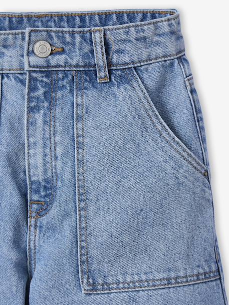 Wijde jeans met timmermanszakken voor meisjes JONEN denimgrijs+donkerblauw+middenblauw - vertbaudet enfant 