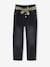Paperbag jeans met bloemenriem voor meisjes denimgrijs+onbewerkt denim+stone+zwart - vertbaudet enfant 