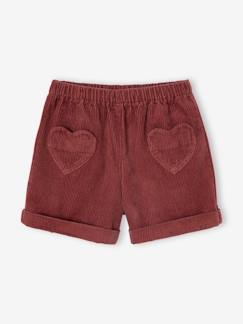 -Short van velours met hartvormige zakken voor meisjes, gemakkelijk aan te trekken.