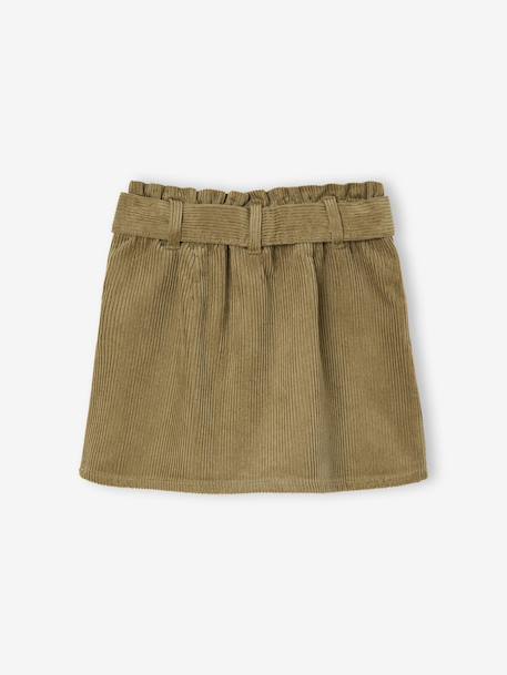 Paperbag-rok van ribfluweel olijf+pruim - vertbaudet enfant 