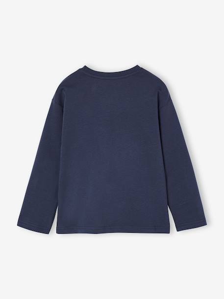 T-shirt jongens lange mouwen omkeerbare pailletten marineblauw - vertbaudet enfant 