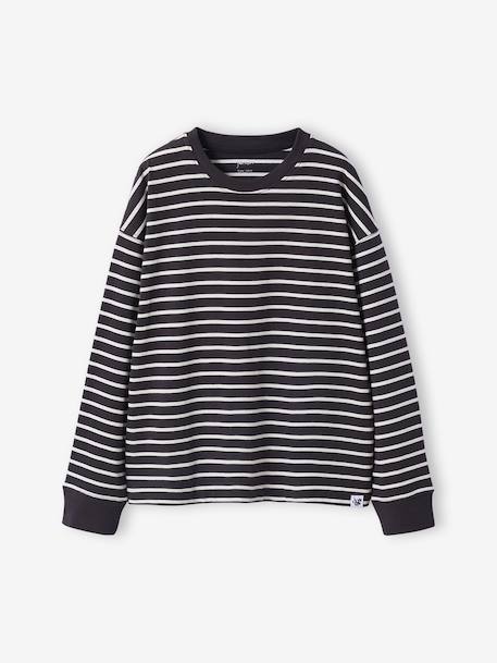 Gestreept T-shirt jongens JONEN antraciet+groen - vertbaudet enfant 